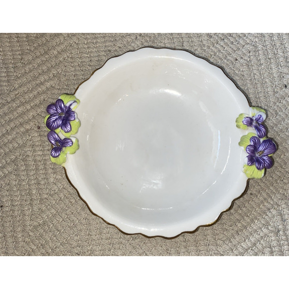 Ornate Victorian Capodimonte Style Pitcher Purple Floral 3D Design Vintage Set - Picture 3 of 12